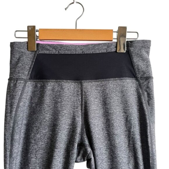 Lululemon Pace Pusher Crop Size 6 Heathered Black / Black / Raspberry Gl… - Picture 5 of 14